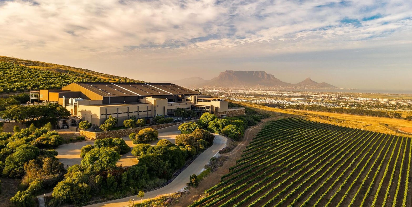 Durbanville hills looking toward Table Mountain