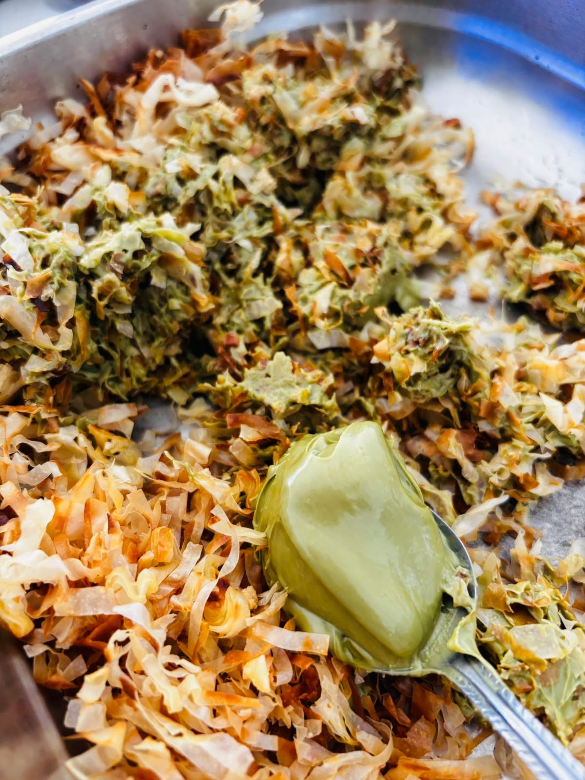Creamy pistachio filling on crispy homemade kataifi
